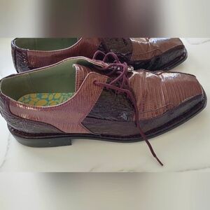 SIO Men's Burgundy Faux Leather Dress Shoes